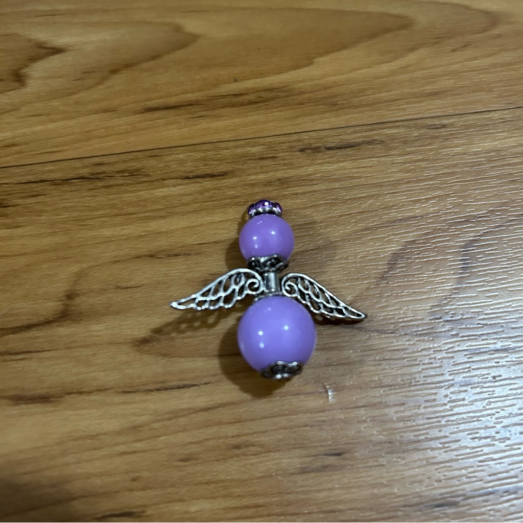 Purple Beaded Angel Charm Pendant